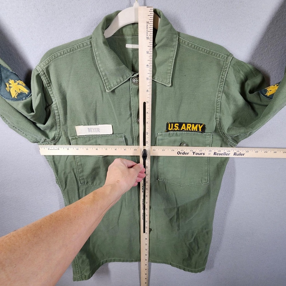 1965 US Army OG-107 Fatigue Shirt Type III Green Shade 107 D1-9409 Vietnam Era - Picture 7 of 9